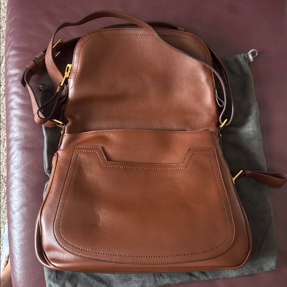 Tom Ford Rich Brown Leather Crossbody Jennifer Anniston - Picture 6 of 7